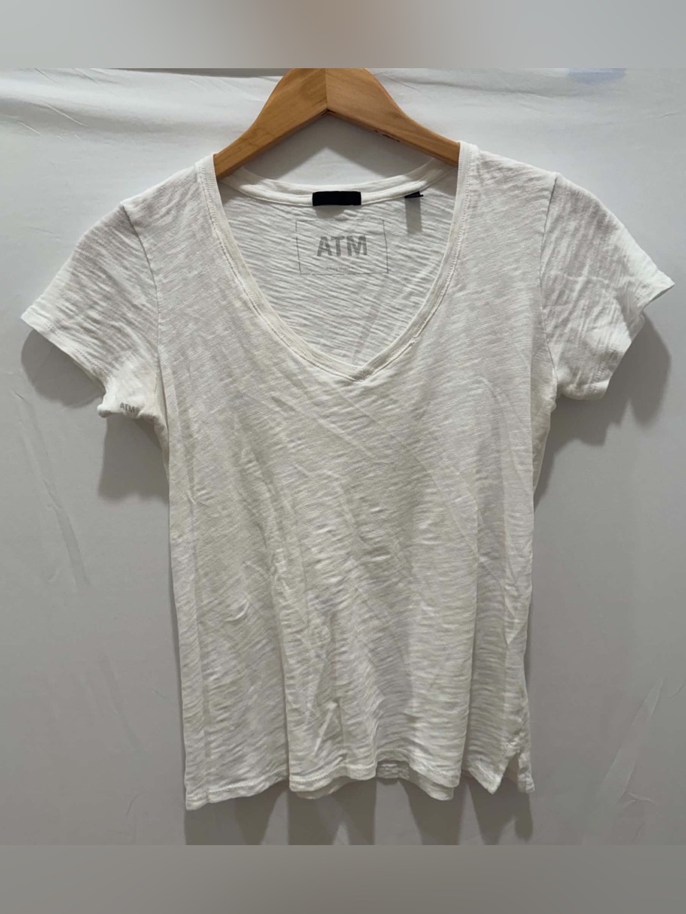 ATM Anthony Thomas Melillo White V-Neck school boy Slub Tee Women's   XS